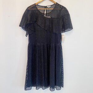 MANOUSH black glitter stripe short sleeve mini dress